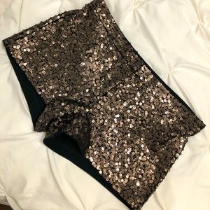 Express Bronze Sequin Dress Shorts